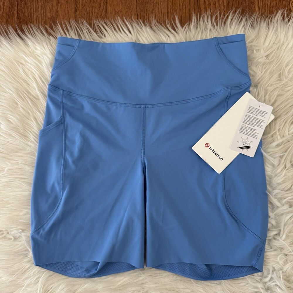 Lululemon Fast And Free High Rise Shorts Women’s 8 Pool Party Blue 6” Pocket NWT
